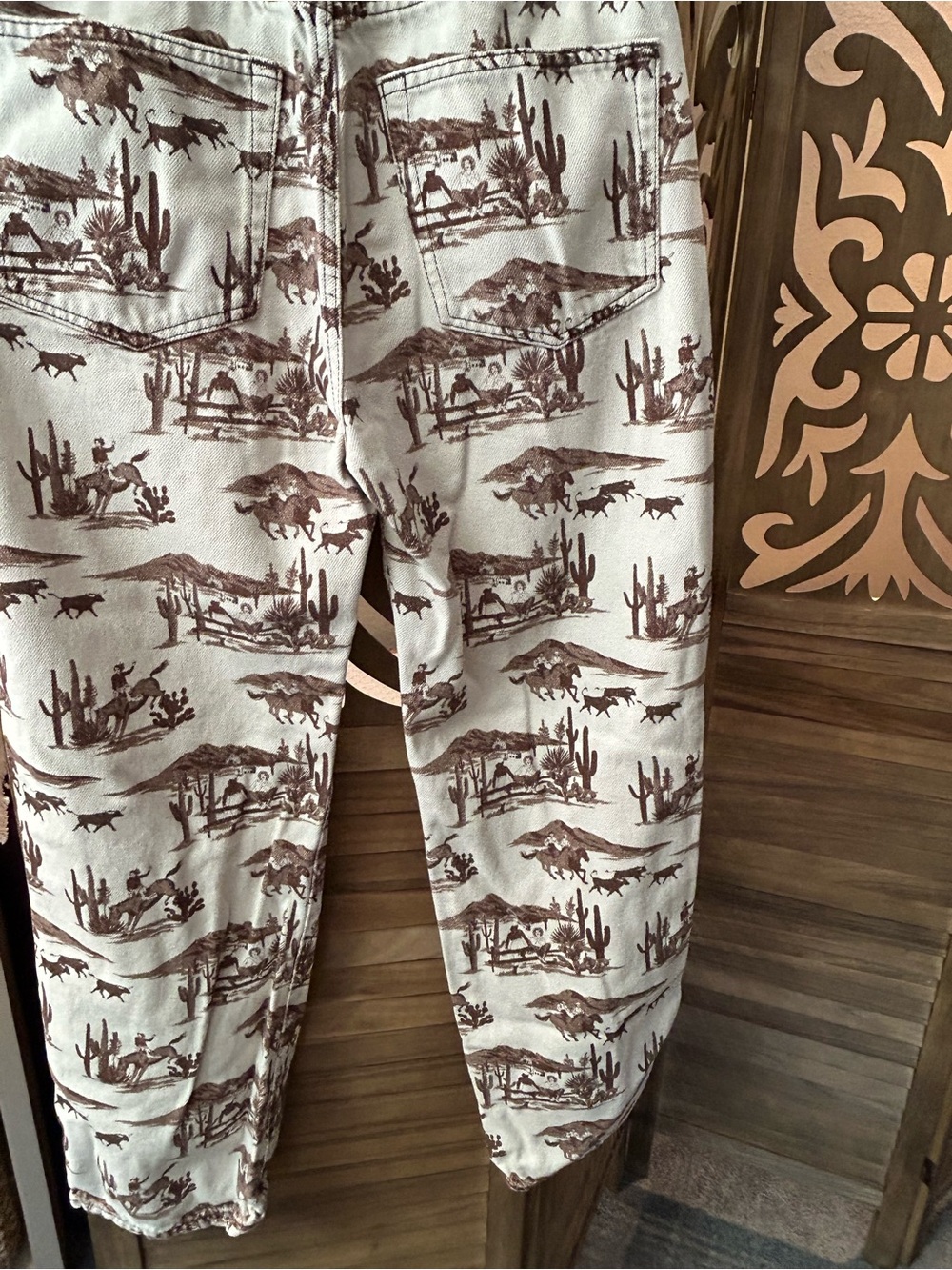 Reformation Sonora High Rise Straight Leg Jeans Cowboy Desert Sands Print - Picture 8 of 8